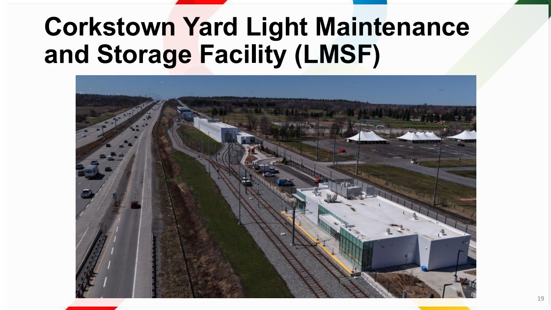 Aerial image of the Corkstown LMFS showing complete-looking buildings and track