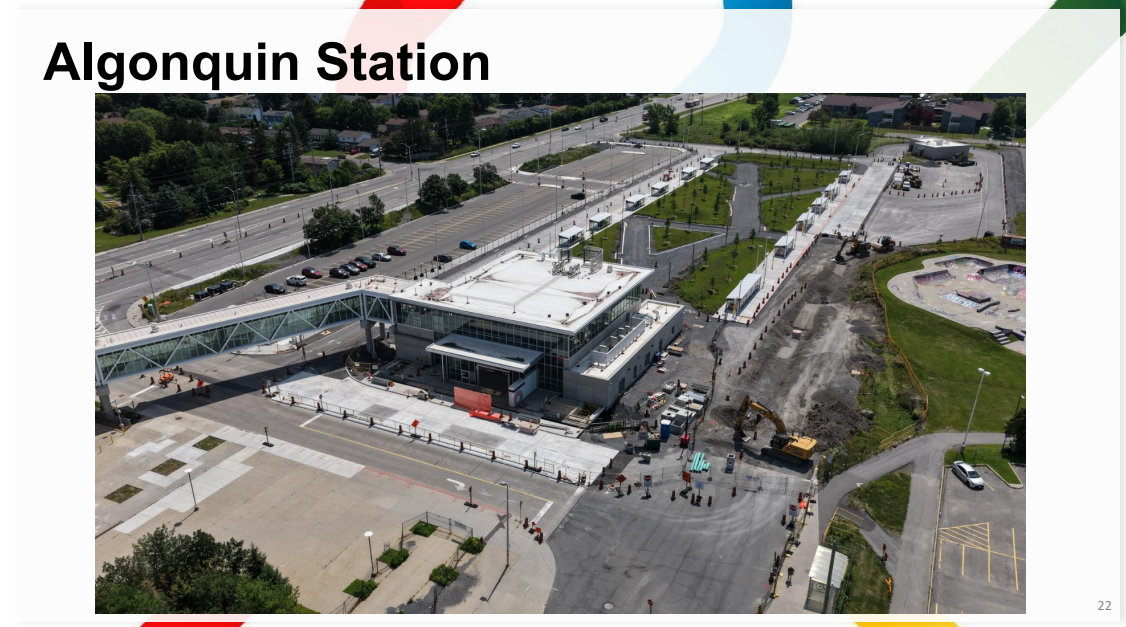 Aerial of Algonquin station showing complete-looking landscaping