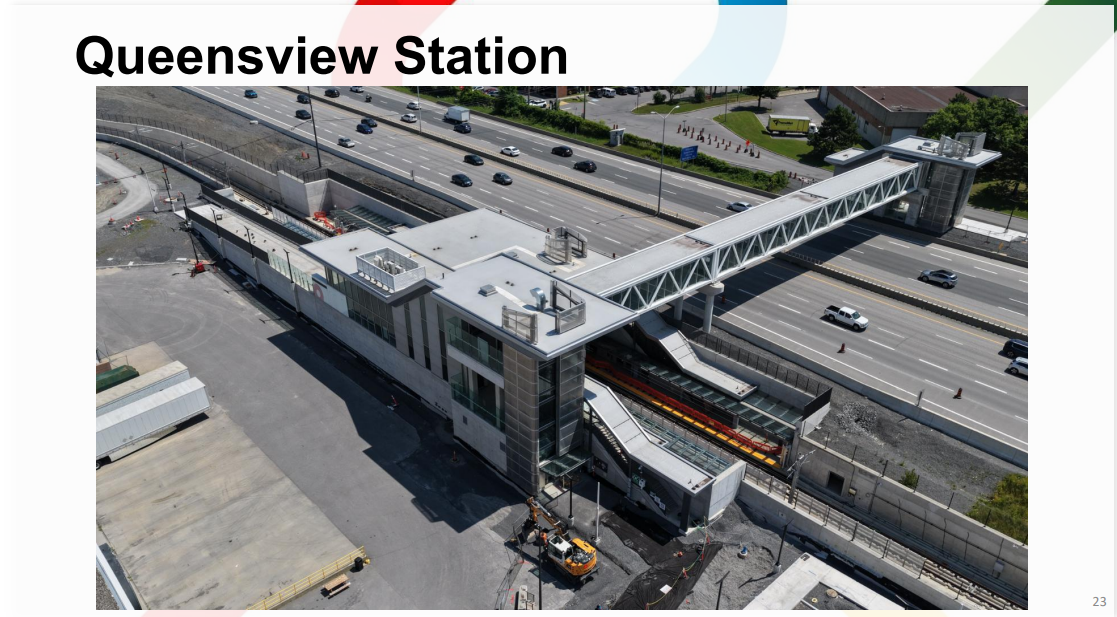 Photo of Queensview station showing complete-looking exterior